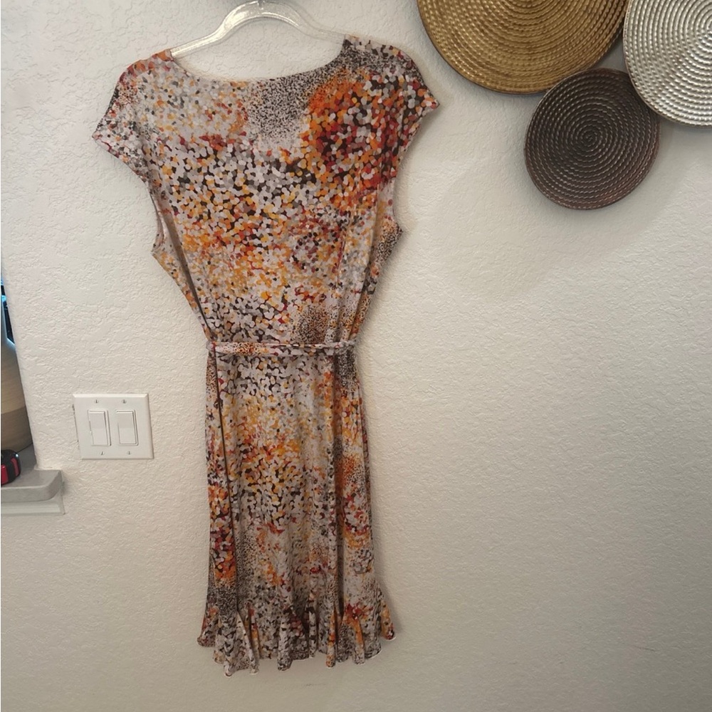 Glamour short-sleeved wrap‎ dress with a multi-color abstract pattern size 16 - Picture 4 of 4